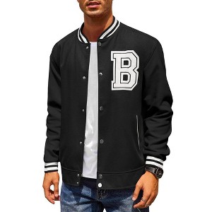 COOFANDY Men's Varsity Jacket Wool Blend Letterman Bomber Jacket Baseball Lightweight Jacket - 1 of 4