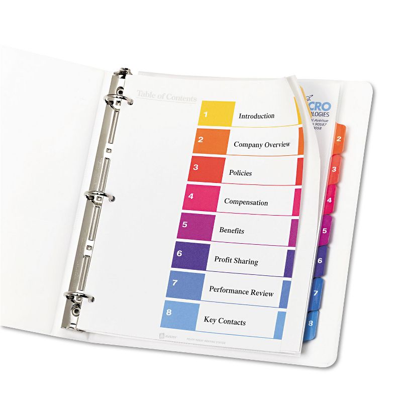 Avery Ready Index Customizable Table of Contents Asst Dividers 8-Tab 11 x 9 1/2 11163, 2 of 8