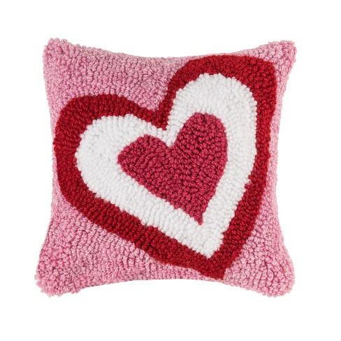 C&f Home Triple Heart Valentine's Day Hooked 8 X 8 Inch Throw Pillow  Decorative Accent Covers For Couch And Bed : Target