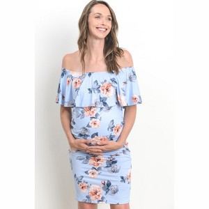 floral bodycon dress maternity Late Night Pink Floral Print Maternity Ruched One Shoulder Midi Dres  Club  L London