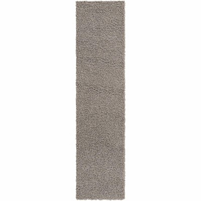 Cloud Gray Synthetic Shag Runner Rug 2' 6" x 10' - Stain-Resistant, Easy Care