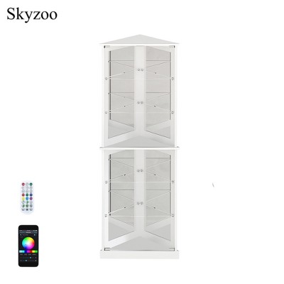 Skyzoo Corner Display Cabinet with RGB LED Lights, 6-Tier Curio Cabinet with glass doors for Collectibles, Home, Office,