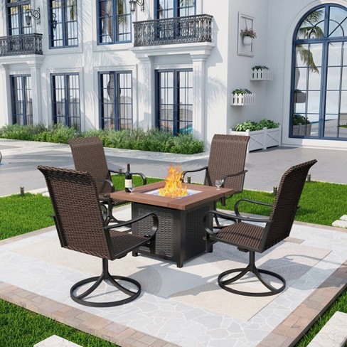 Patio fire pit dining set hot sale