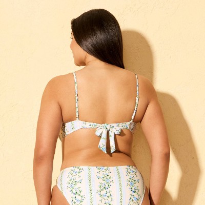 Shade & Shore Women's Floral Print Bandeau Bikini Top - Shade & Shore™ Cream XL — фото 5