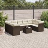 vidaXL 10 Piece Patio Sofa Set with Cushions Brown and Cream Poly Rattan - With Table - 2 of 4