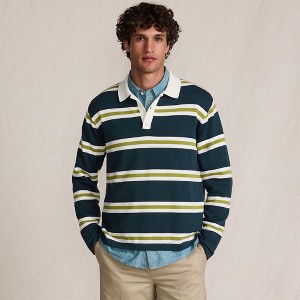 Lands' End Men's Long Sleeve Cotton Rugby Sweater Polo - 1 of 4