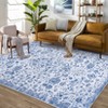 Vintage Washable Floral Print Living Room Rugs, Low Pile Non Slip Floor Carpet for Bedroom Dining Room - 3 of 4