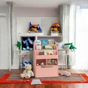Alilang 23.50 Inch Multi-Tier Storage Shelf with Drawer and Open Compartments - Pink - 1 of 4