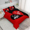 Hachikiko Queen "You & Me" Couples Bedding Set - Black & Red Comforter with 2 Pillowcases, Romantic Design for Adults - 2 of 4