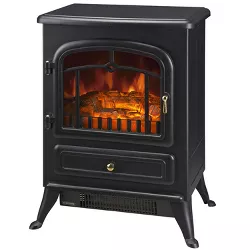 HOMCOM Electric Fireplace Heater, Fireplace Stove with Realistic LED Flames and Logs, and Overheating Protection, 750W/1500W, Black