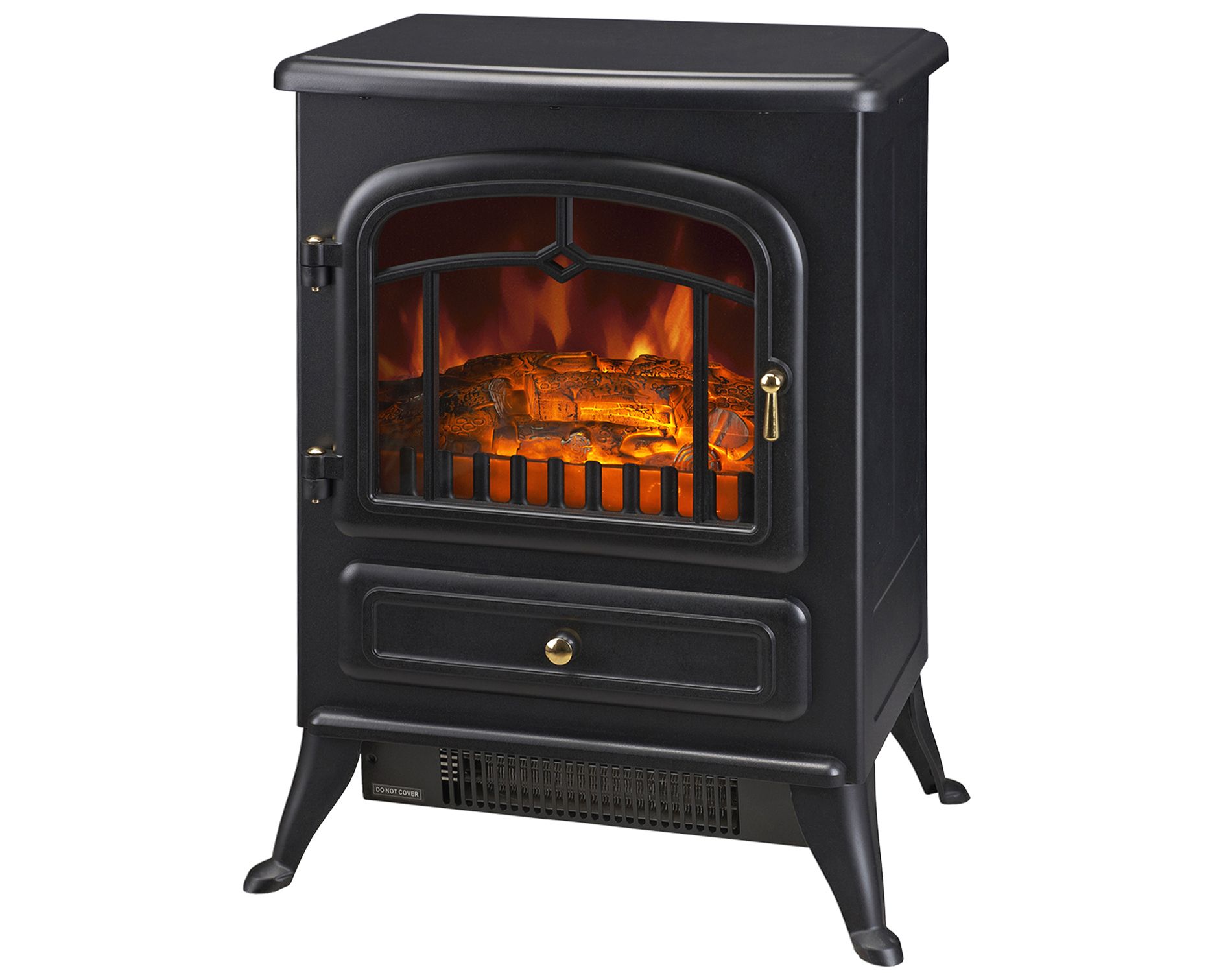 HOMCOM Electric Fireplace Heater, Fireplace Stove with Realistic LED Flames and Logs, and Overheating Protection, 725W/1450W, Black