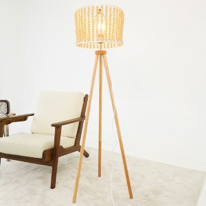 VYNXARIA 59"H Reading Floor Lamp, Standing Light for Living Room Chair, Bedside & Study Area, Brillo Three Legged Floor Lamp Natural - 1 of 4