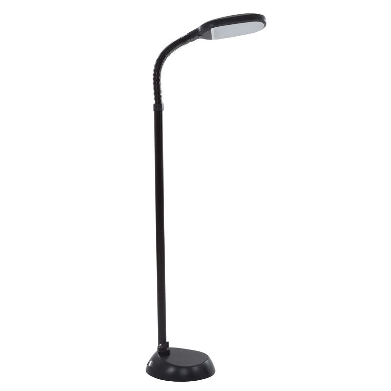 Adjustable Floor Lamp - Full Spectrum Natural Sunlight LED Lamp and Bendable Neck - Dimmable Light for Living Room and Bedroom by Lavish Home (Black), 1 of 7