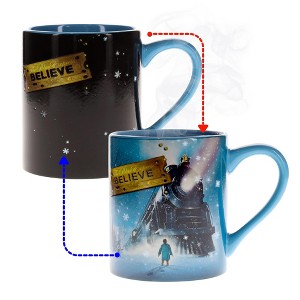 Silver Buffalo The Polar Express "Believe" Heat-Reveal Ceramic Mug | Holds 14 Ounces - 1 of 4