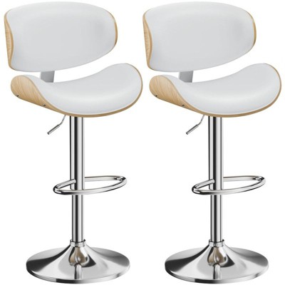 Gikpal Barstools, Adjustable Bentwood Barstools, Modern PU Leather Upholstered Bar Chair with Back and Footrest, for Bar, Dining Room