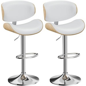 Gikpal Barstools, Adjustable Bentwood Barstools, Modern PU Leather Upholstered Bar Chair with Back and Footrest, for Bar, Dining Room - 1 of 4
