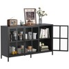 Heavy Duty Metal Sideboard Buffet Cabinet with Glass Doors, Adjustable Feet & Large Storage, Modern & Bedroom - 4 of 4