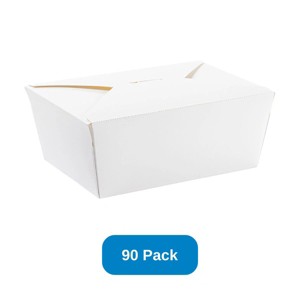 Inno-Pak 75 oz Paper Food Box White #4 Size - Case of 90 - 1 of 3