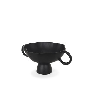 HomeRoots 11" Black Metal Round Pedestal Centerpiece Bowl - 1 of 4