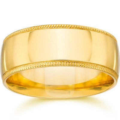 Pompeii3 9mm Wide Milgrain Wedding Band 14K Yellow Gold