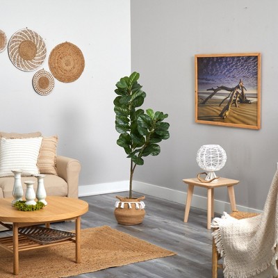 Boho Chic 4.5ft Fiddle Leaf Fig in Handwoven Cotton Planter