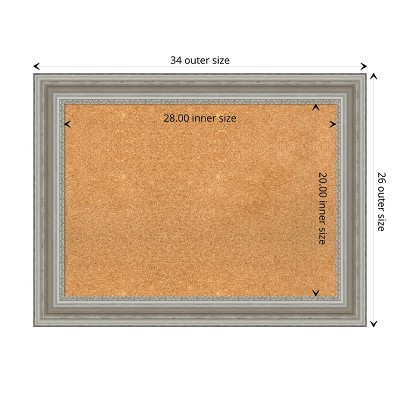 Parlor Silver Framed Natural Cork Bulletin Board 34x26