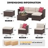5PCs Outdoor Patio Furniture Set, Wicker Rattan Sectional Sofa with Glass Table & Anti-Slip Cushions for Porch, Garden, and Backyard, Brown/Beige - 2 of 4