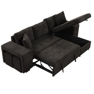 NicBex Modern Pull Out Sofa Bed Convertible Sleeper Sofa with Storage Chaise and 2 Stools for Living Room - 1 of 4