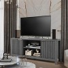 MDF TV Cabinet with Wave Pattern Design, Extra-Thick MDF Board, Heavy-Duty TV Stand, Adjustable Shelves, For Living Room, Office, or Lounge - 2 of 4