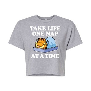 Women's - Garfield - Take Life One Nap Cropped Graphic T-Shirt - 1 of 4
