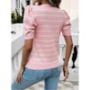 Coolmee Women's Summer Short Puff Sleeve Knit Tops Striped Sweater Trendy Business Casual Outfits Work Blouses - 2 of 4