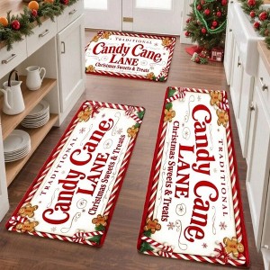 ACEPANO 3-Piece Candy Cane Lane Christmas Doormat Set for Front Door, Kitchen & Holiday Decor - 1 of 4