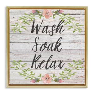 Stupell Industries Floral Wash Soak Relax Black Framed Floater Canvas Wall Art - 1 of 4