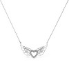 Haus of Brilliance Silver Pave-Set Diamond Accent Fairy Wing Heart Pendant Necklace - 2 of 4