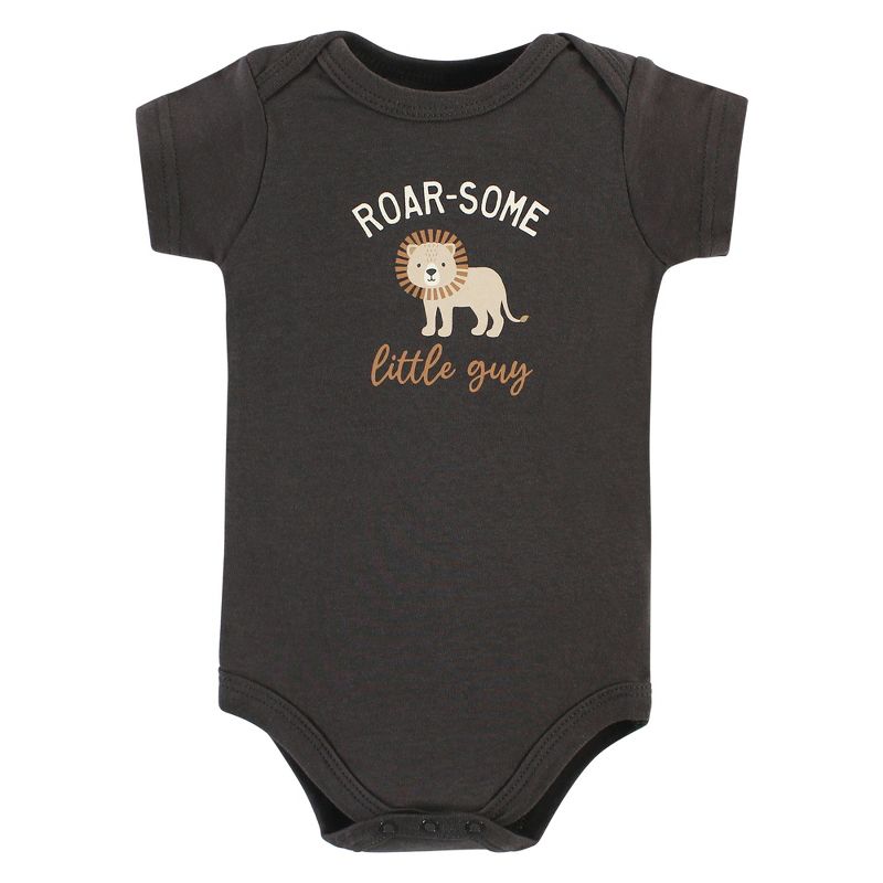 Hudson Baby Infant Boy Cotton Bodysuit and Pant Set, Brave Lion Short Sleeve, 4 of 6