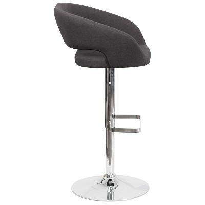 Erik Modern Black Fabric Adjustable Swivel Barstool with Chrome Base