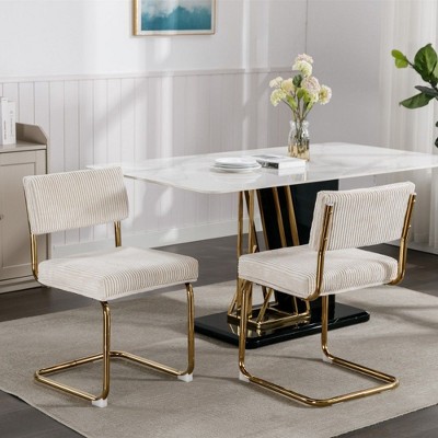 NicBex  Set of 2 Modern Dining Chairs with Corduroy Fabric and Metal Base,Upholstered Armless Chairs for Kitchen,Living Room