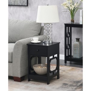 HomeStock Belmont 1 Drawer End Table with Octagon Side Design, Two Tier Shelves and Pull Out Drawer, Stylish Accent Table for Bedroom Storage - 1 of 4