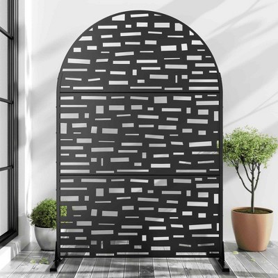 Lirago Arched Outdoor Privacy Screen Patio Decorative Screens 72"x47" Black