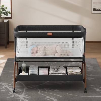 3-in-1 Baby Bassinet Bedside Sleeper with Mattress and Soft, Breathable Sheet, Full-Mesh Sides