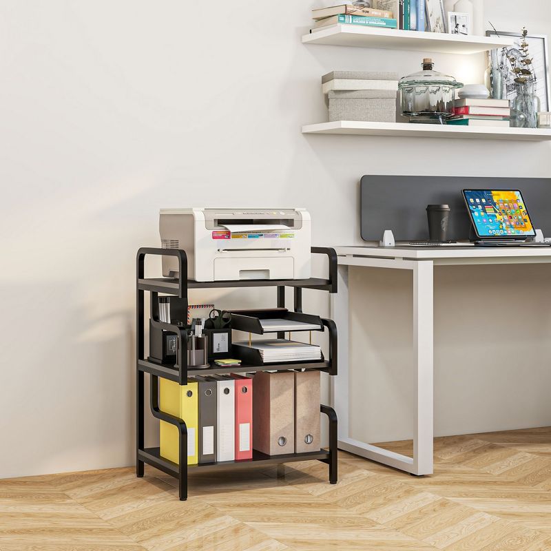 HOMCOM 3-Tier Storage Shelf, Metal Shelves for Storage for Home Office, Living Room, Industrial Printer Table, 2 of 7