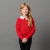 Hope & Henry Girls' Organic Long Sleeve Eyelet Collar Cable Sweater, Red Cable with Collar, X-Small - 2 of 4