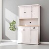 Kitchen Pantry Cabinet with Microwave Countertop, Freestanding Hutch Cabinet with Adjustable Shelves, 6 Doors, 1 Drawer, UV Painted MDF Storage Unit - 2 of 4