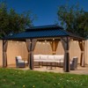 EAGLE PEAK Aluminum Double Hardtop Gazebo with Curtains and Netting - 2 of 4