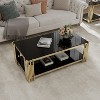 Vynxaria 48" Gold Rectangular End Tables - Double-Layer Glass Top for Living Room - 2 of 4