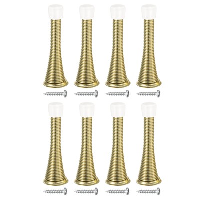 Unique Bargains Spring Steel Flexible Anti-Rust Door Stop with Rubber Bumper & Screws 8 Pcs