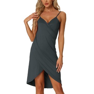 cheibear Women's Cover Ups Beach Seaside Summer Backless Spaghetti Strap Dress Sarongs Wrap - 1 of 4