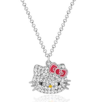 Hello Kitty Womens Enamel Hello Kitty And Sliding Pave Initial Necklace ...