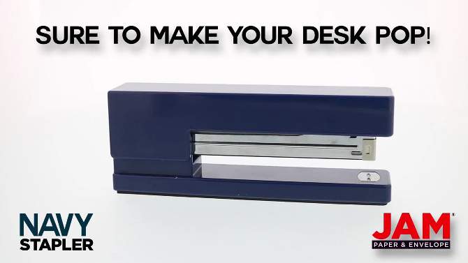 JAM Paper Modern Desk Stapler - Navy, 2 of 8, play video
