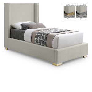 Meridian Furniture,Royce Beige Textured Fabric Bed - 1 of 4